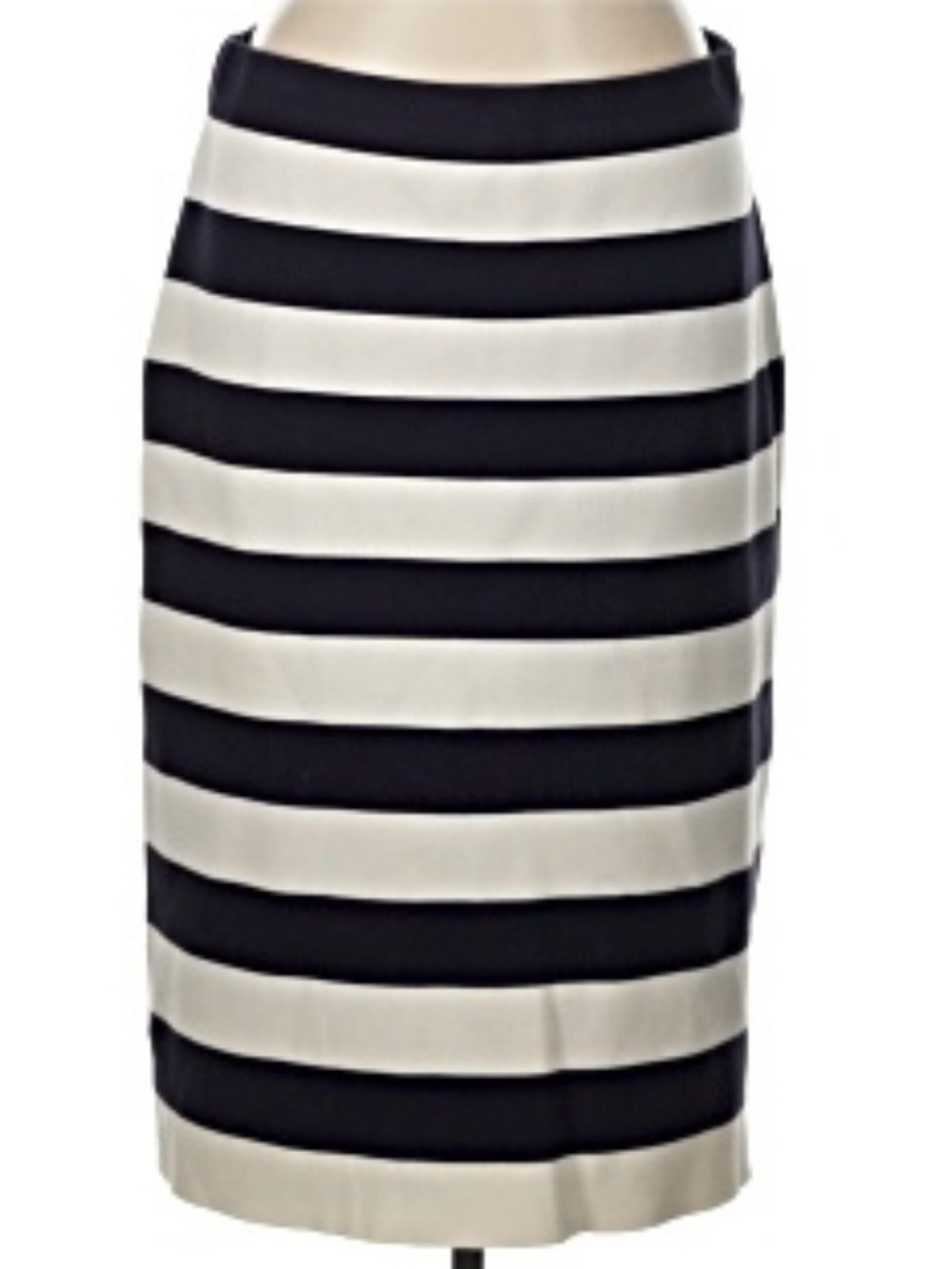 Ann Taylor Navy and Crean Horizontal Stripe Pencil Skirt